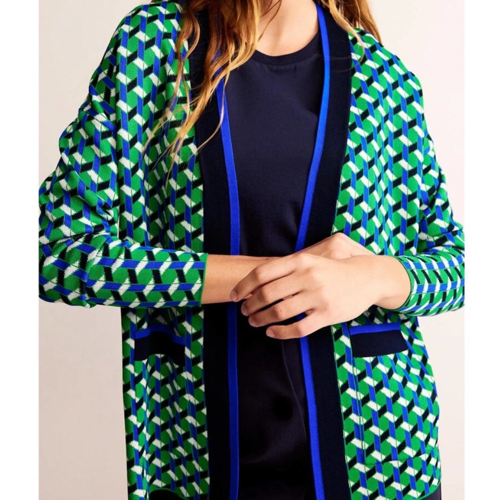 Boden Green and Blue Patterned Cardigan - Picture 3 of 12